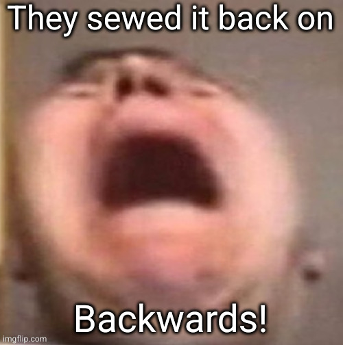 . | They sewed it back on Backwards! | made w/ Imgflip meme maker