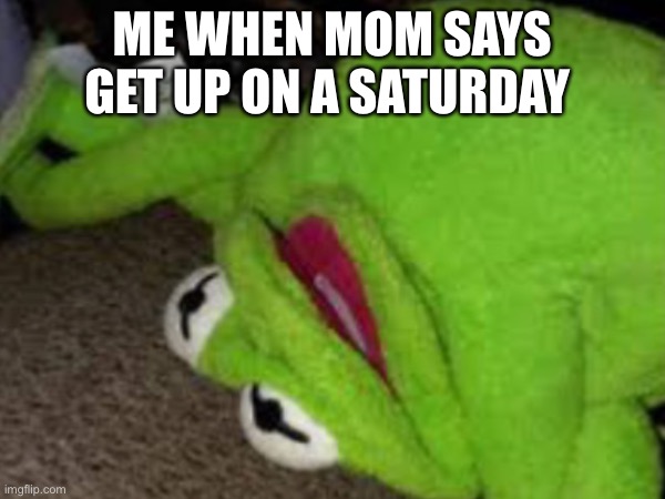 Kermit’s tired | ME WHEN MOM SAYS GET UP ON A SATURDAY | image tagged in kermit the frog | made w/ Imgflip meme maker