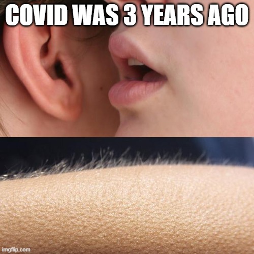were old | COVID WAS 3 YEARS AGO | image tagged in whisper and goosebumps | made w/ Imgflip meme maker