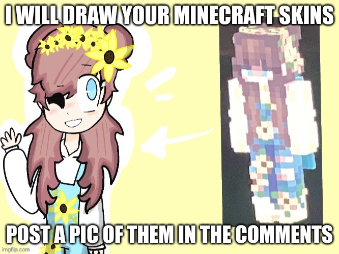 Guys please | I WILL DRAW YOUR MINECRAFT SKINS; POST A PIC OF THEM IN THE COMMENTS | image tagged in drawings,minecraft | made w/ Imgflip meme maker