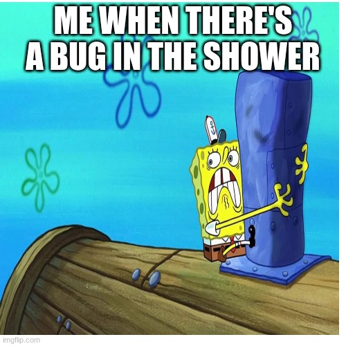 I hate this | ME WHEN THERE'S A BUG IN THE SHOWER | image tagged in shower,spongebob,bug | made w/ Imgflip meme maker