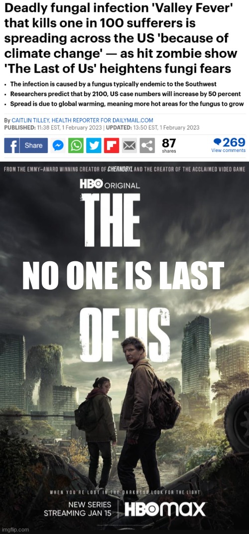 Thank GOD |  NO ONE IS LAST | image tagged in the last of us,zombies,fun,funny,meme,downvote | made w/ Imgflip meme maker