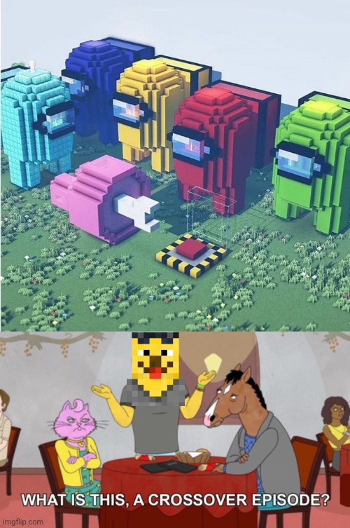CREWMATES IN MINECRAFT? | image tagged in what is this a crossover episode,among us,minecraft,minecraft memes | made w/ Imgflip meme maker