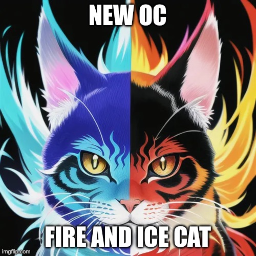 NEW OC; FIRE AND ICE CAT | made w/ Imgflip meme maker