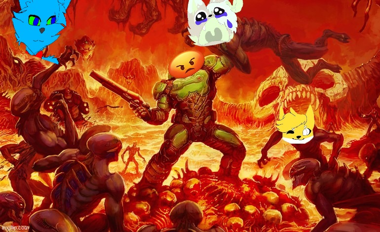 Doom Slayer killing demons | image tagged in doom slayer killing demons | made w/ Imgflip meme maker