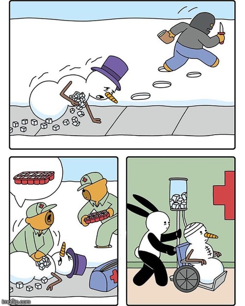 Snowman in stitches | image tagged in snow,ice,snowman,comics,comics/cartoons,stitches | made w/ Imgflip meme maker