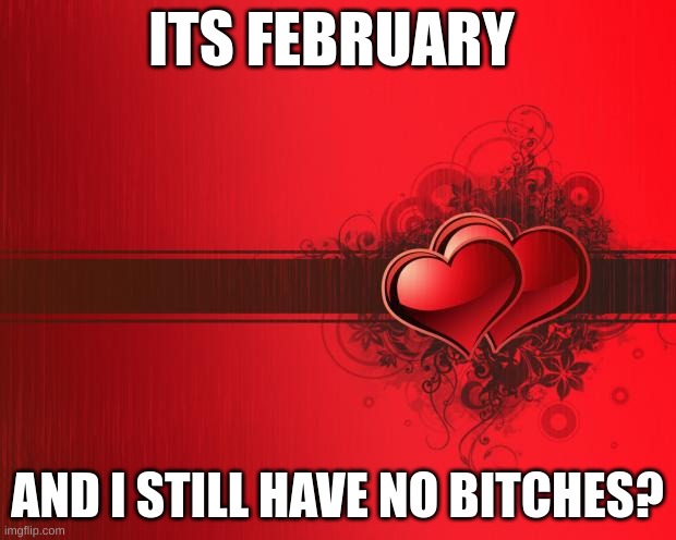 Valentines Day | ITS FEBRUARY; AND I STILL HAVE NO BITCHES? | image tagged in valentines day | made w/ Imgflip meme maker