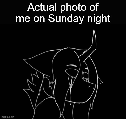 Cri | Actual photo of me on Sunday night | image tagged in sad,i hate mondays | made w/ Imgflip meme maker