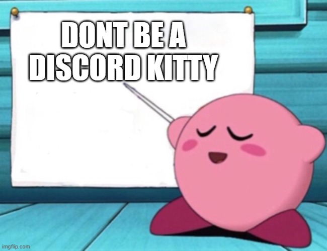 Kirby's lesson | DONT BE A DISCORD KITTY | image tagged in kirby's lesson | made w/ Imgflip meme maker
