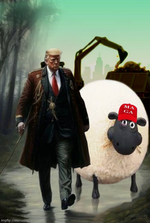 image tagged in sheep,clown car republicans,landfill,trump dump,sheeple,maga crazies | made w/ Imgflip meme maker