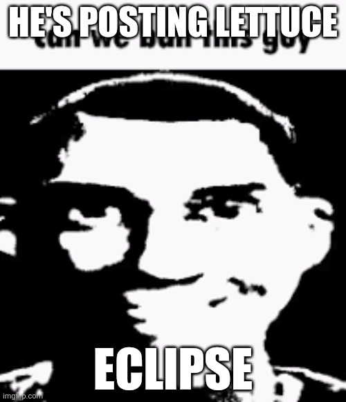 Can we ban this guy | HE'S POSTING LETTUCE; ECLIPSE | image tagged in can we ban this guy | made w/ Imgflip meme maker