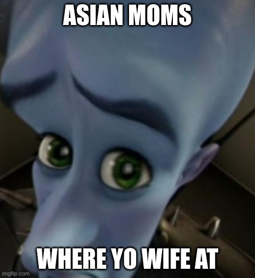 no rasicsim to asians | ASIAN MOMS; WHERE YO WIFE AT | image tagged in megamind no bitches | made w/ Imgflip meme maker