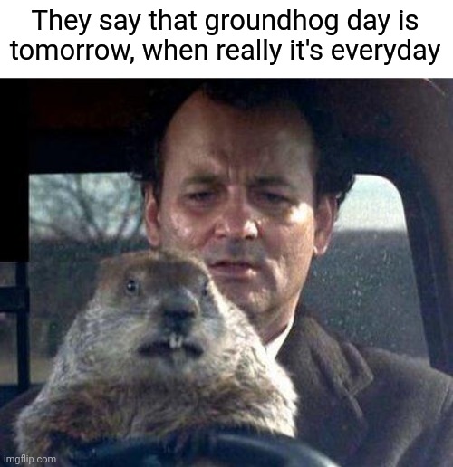 I'm not wrong tho | They say that groundhog day is tomorrow, when really it's everyday | image tagged in groundhog day | made w/ Imgflip meme maker