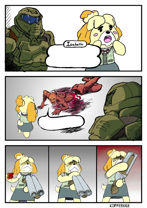 High Quality doom slayer and isabelle kill someone Blank Meme Template
