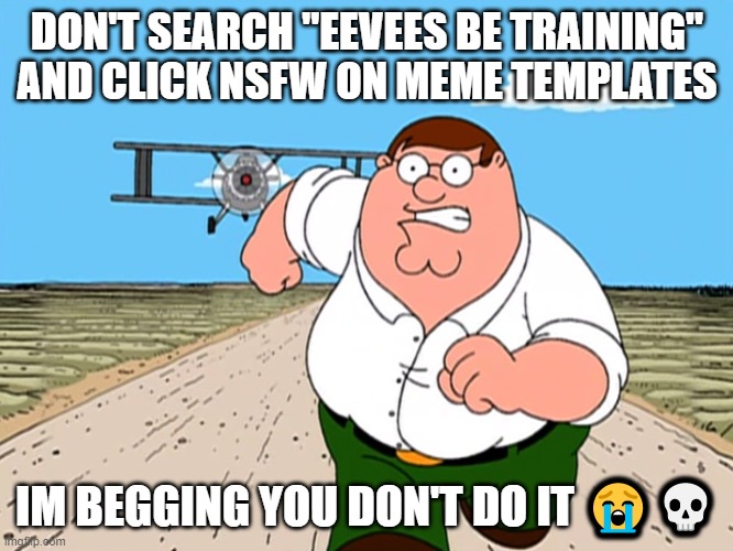 DO NOT | DON'T SEARCH "EEVEES BE TRAINING" AND CLICK NSFW ON MEME TEMPLATES; IM BEGGING YOU DON'T DO IT 😭💀 | image tagged in dont search x worst mistake of my life | made w/ Imgflip meme maker
