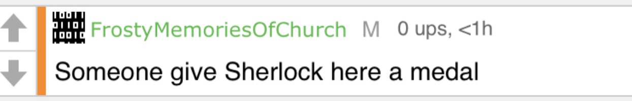 Someone give Sherlock here a medal | image tagged in someone give sherlock here a medal | made w/ Imgflip meme maker