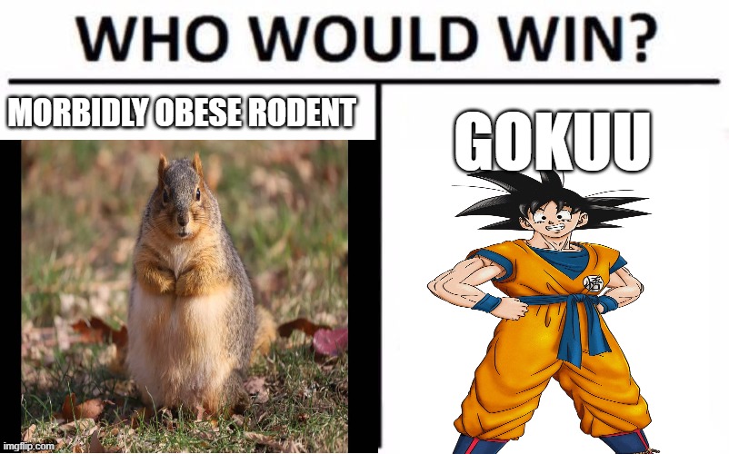 goku hbergyubgrsh | MORBIDLY OBESE RODENT; GOKUU | image tagged in memes,funny meme,squirrel,goku,goofy ahh,ohio | made w/ Imgflip meme maker