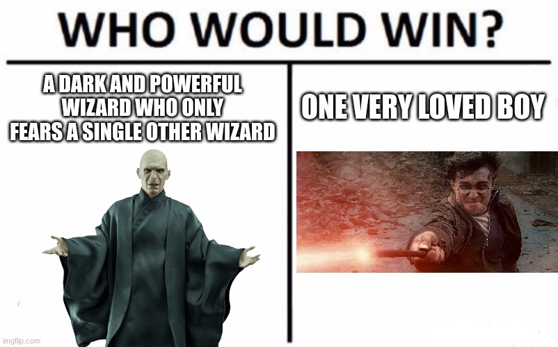 absolute luck |  ONE VERY LOVED BOY; A DARK AND POWERFUL WIZARD WHO ONLY FEARS A SINGLE OTHER WIZARD | made w/ Imgflip meme maker