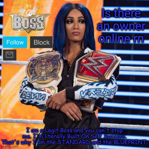 Sasha Banks template V2 | Is there an owner online rn | image tagged in sasha banks template v2 | made w/ Imgflip meme maker