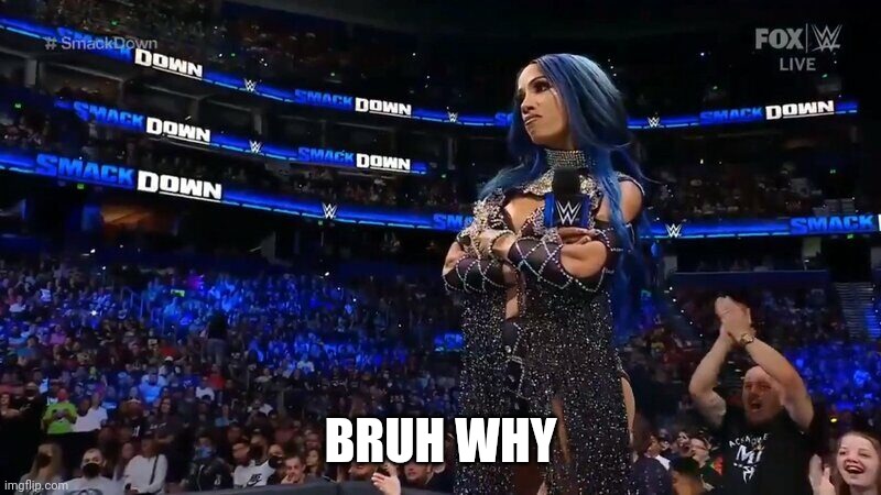 Sasha Banks Annoyed | BRUH WHY | image tagged in sasha banks annoyed | made w/ Imgflip meme maker