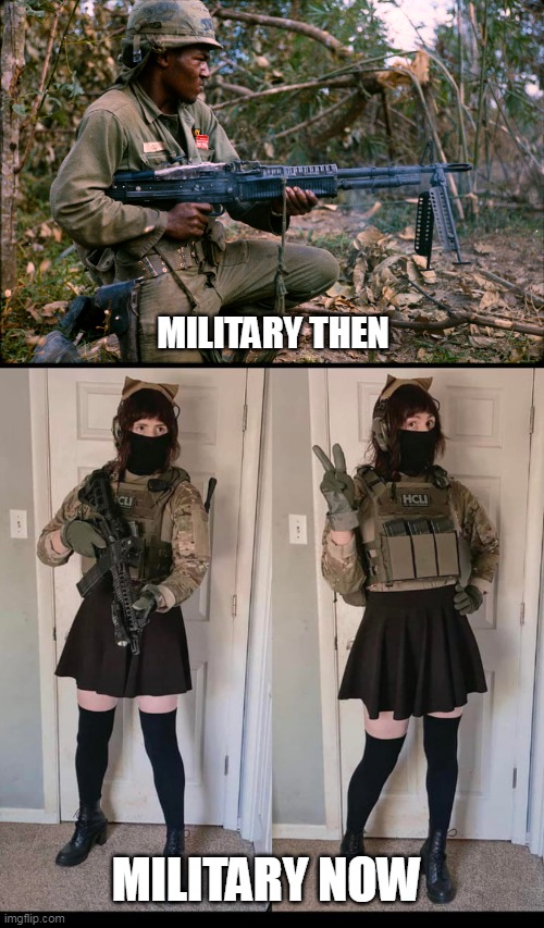  MILITARY THEN; MILITARY NOW | image tagged in miltary | made w/ Imgflip meme maker