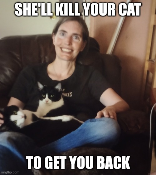 Cheating Nancy | SHE'LL KILL YOUR CAT; TO GET YOU BACK | image tagged in cheating nancy | made w/ Imgflip meme maker