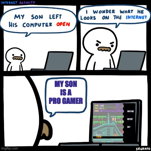 Sonic cd | MY SON IS A PRO GAMER | image tagged in internet activity | made w/ Imgflip meme maker