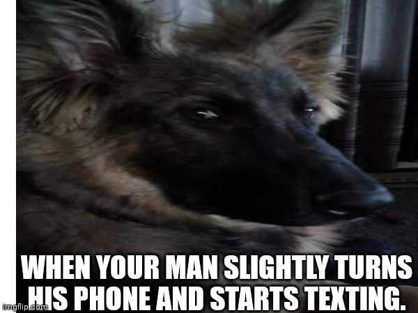 WHEN YOUR MAN SLIGHTLY TURNS HIS PHONE AND STARTS TEXTING. | made w/ Imgflip meme maker