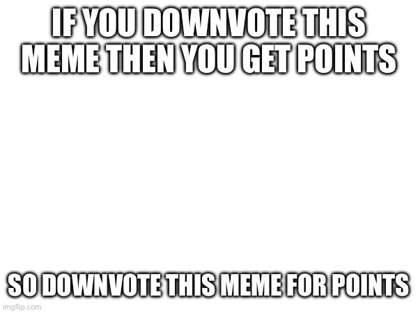 Do it :) | IF YOU DOWNVOTE THIS MEME THEN YOU GET POINTS; SO DOWNVOTE THIS MEME FOR POINTS | image tagged in downvote begging,upvote beggars | made w/ Imgflip meme maker