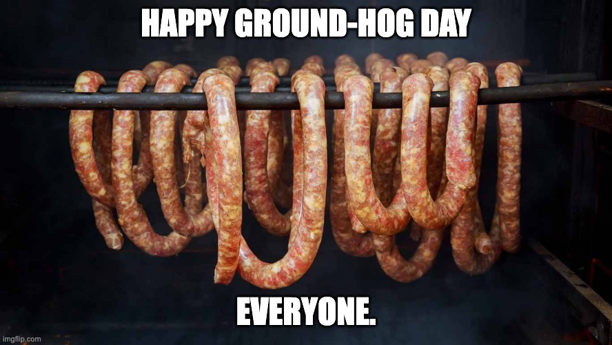 groundhog | HAPPY GROUND-HOG DAY; EVERYONE. | image tagged in groundhog day | made w/ Imgflip meme maker