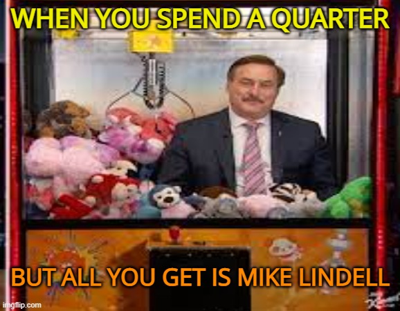 Crazy pillow guy | WHEN YOU SPEND A QUARTER; BUT ALL YOU GET IS MIKE LINDELL | image tagged in maga,trump supporters,crazy,conservatives,funny | made w/ Imgflip meme maker