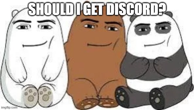 We Bear Man Face | SHOULD I GET DISCORD? | made w/ Imgflip meme maker