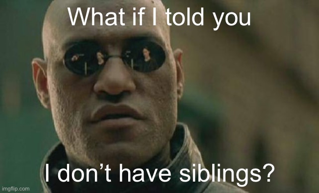 Matrix Morpheus Meme | What if I told you I don’t have siblings? | image tagged in memes,matrix morpheus | made w/ Imgflip meme maker
