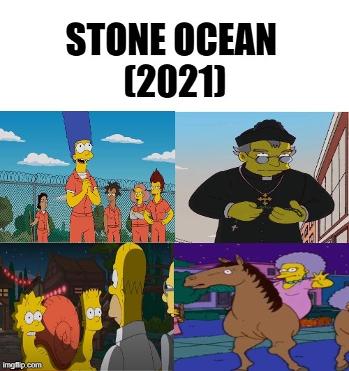 Stone Ocean portrayed by Simpsons | image tagged in jojo's bizarre adventure,anime meme,the simpsons | made w/ Imgflip meme maker