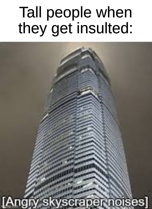 I, too, am a tall person. |  Tall people when they get insulted: | image tagged in angry skyscraper noises,memes | made w/ Imgflip meme maker