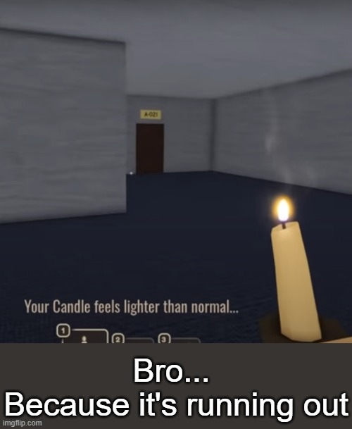 ... | Bro... 
Because it's running out | image tagged in roblox,memes,funny,doors,rooms | made w/ Imgflip meme maker
