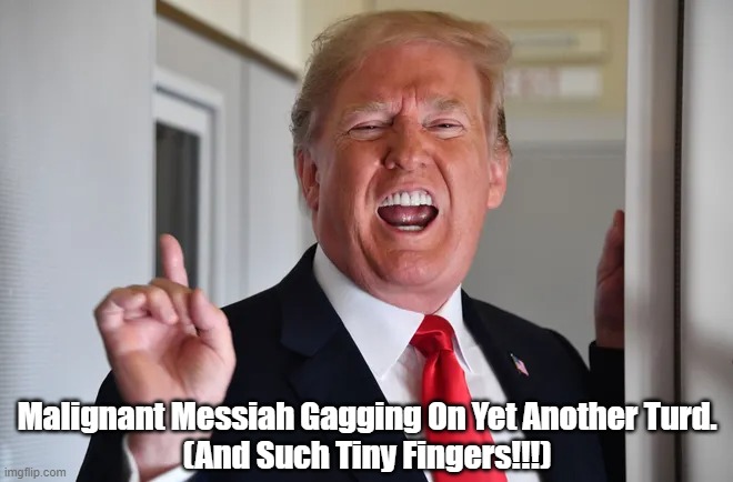 Malignant Messiah Gagging On Yet Another Turd | Malignant Messiah Gagging On Yet Another Turd.
(And Such Tiny Fingers!!!) | image tagged in trump,trumps lies,trumps falsehoods,trumps deception,malignant messiah | made w/ Imgflip meme maker