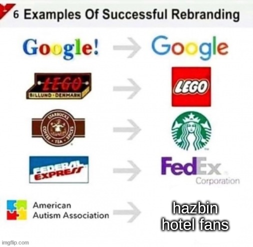 cry about it | hazbin hotel fans | image tagged in examples of successful rebrandings | made w/ Imgflip meme maker