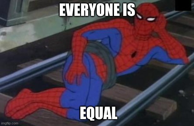 Sexy Railroad Spiderman Meme | EVERYONE IS EQUAL | image tagged in memes,sexy railroad spiderman,spiderman | made w/ Imgflip meme maker