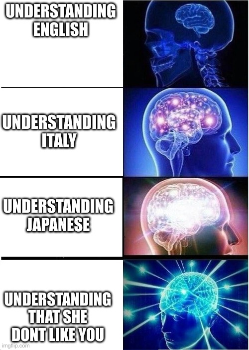 to zaiden, who keeps getting rejected | UNDERSTANDING ENGLISH; UNDERSTANDING ITALY; UNDERSTANDING JAPANESE; UNDERSTANDING THAT SHE DONT LIKE YOU | image tagged in memes | made w/ Imgflip meme maker