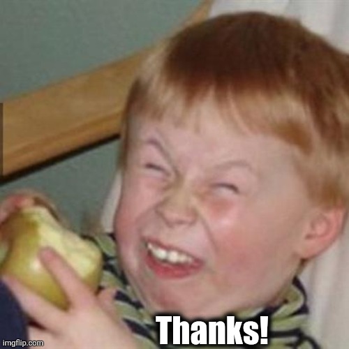 laughing kid | Thanks! | image tagged in laughing kid | made w/ Imgflip meme maker