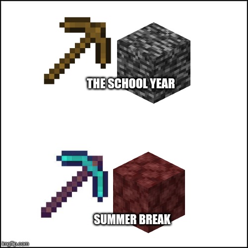 Will this school year ever end? | THE SCHOOL YEAR; SUMMER BREAK | image tagged in gaming | made w/ Imgflip meme maker