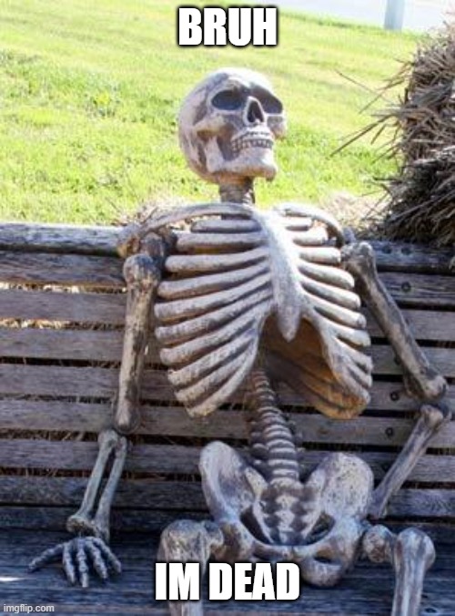 Waiting Skeleton Meme | BRUH; IM DEAD | image tagged in memes,waiting skeleton | made w/ Imgflip meme maker