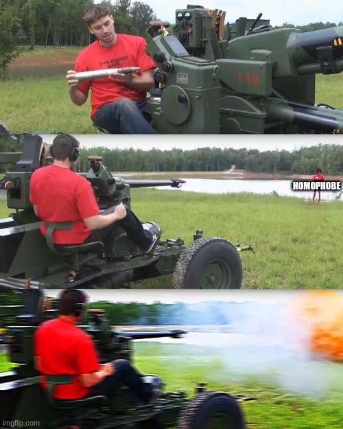 Artillery | HOMOPHOBE | image tagged in artillery | made w/ Imgflip meme maker