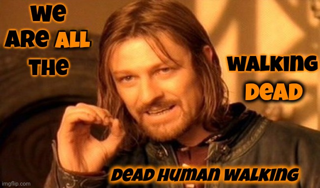 Dead Man Walking | we are all; all; walking; the; dead; dead human walking | image tagged in memes,one does not simply,death,dead man walking,dead,the walking dead | made w/ Imgflip meme maker