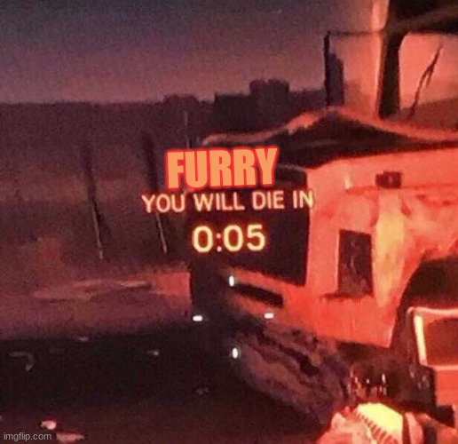 You will die in 0:05 | FURRY | image tagged in you will die in 0 05 | made w/ Imgflip meme maker
