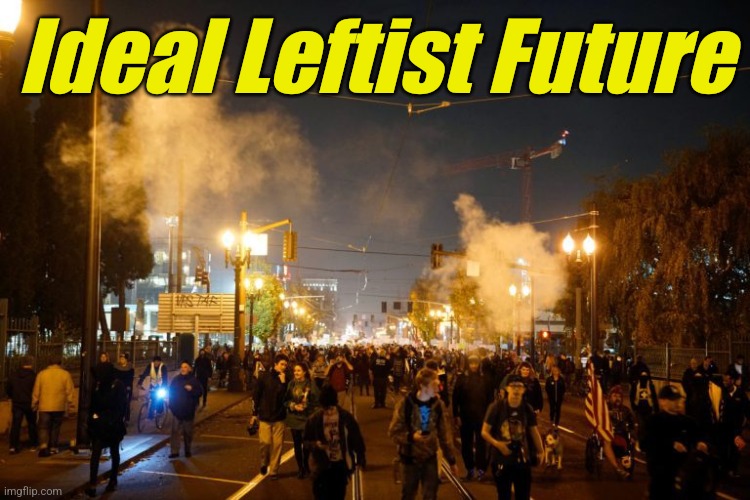 portland riot | Ideal Leftist Future | image tagged in portland riot | made w/ Imgflip meme maker