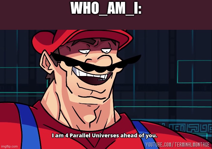 I am 4 Parallel Universes ahead of you. | WHO_AM_I: | image tagged in i am 4 parallel universes ahead of you | made w/ Imgflip meme maker