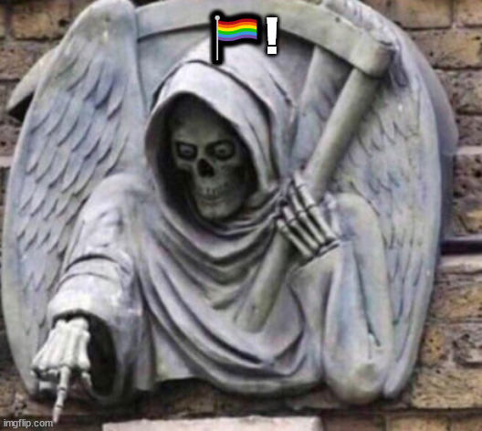 Pointing Death | ?️‍?! | image tagged in pointing death | made w/ Imgflip meme maker