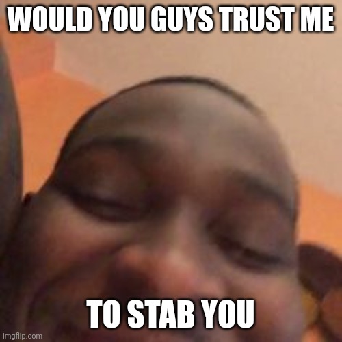 hehe | WOULD YOU GUYS TRUST ME; TO STAB YOU | image tagged in hehe | made w/ Imgflip meme maker